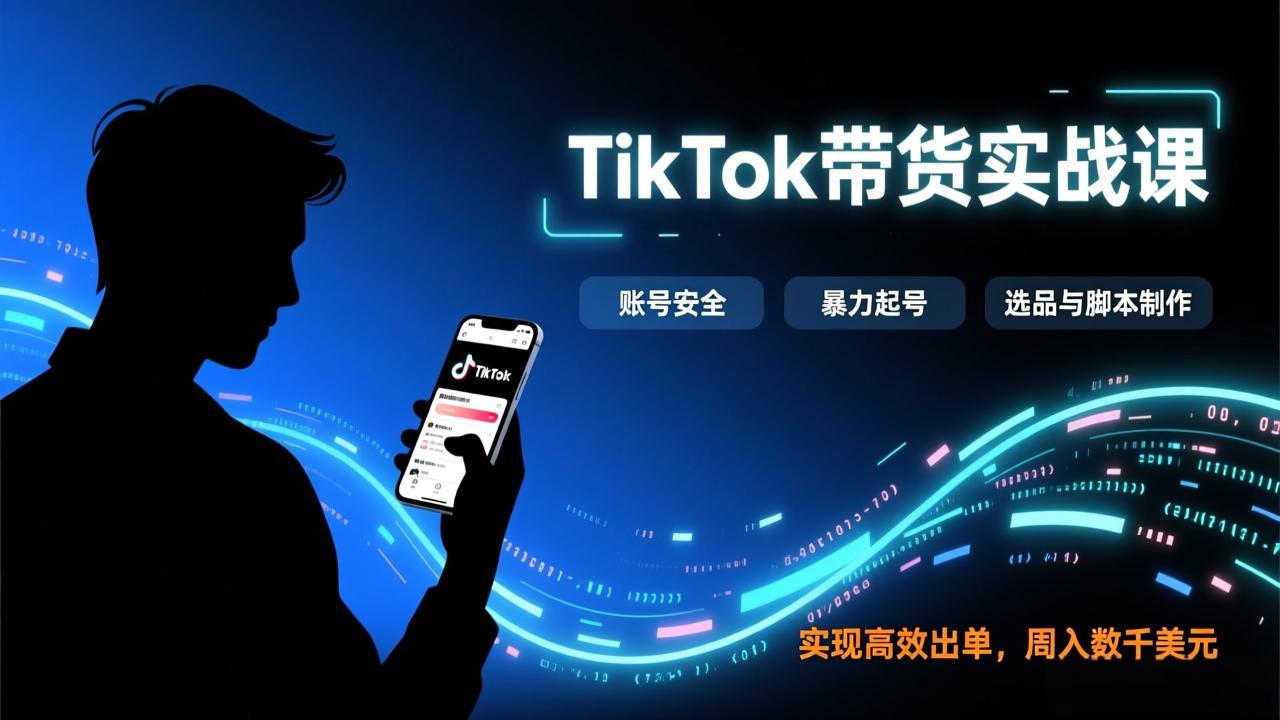 （17278期）TikTok带货实战课，涵盖账号安全、暴力起号、选品与脚本制作，实现高效出单，周入数千美元-齐力副业