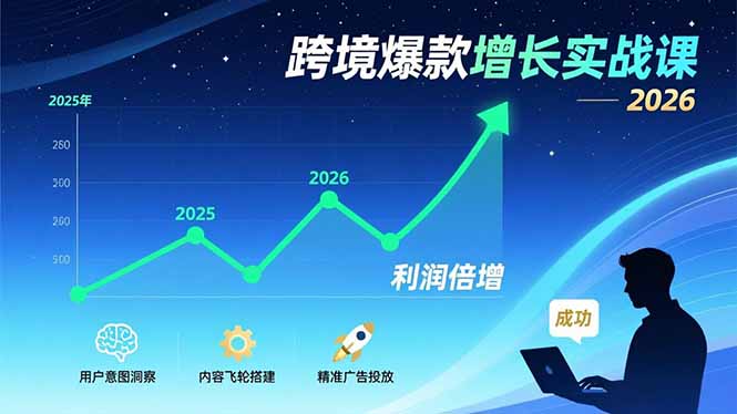 （17279期）跨境爆款增长实战课，教授用户意图洞察、内容飞轮搭建、精准广告投放，助力卖家2026年利润倍增-齐力副业