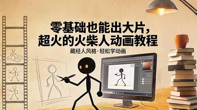 （17464期）零基础也能出大片，超火的火柴人动画教程（藏经人风格）-齐力副业
