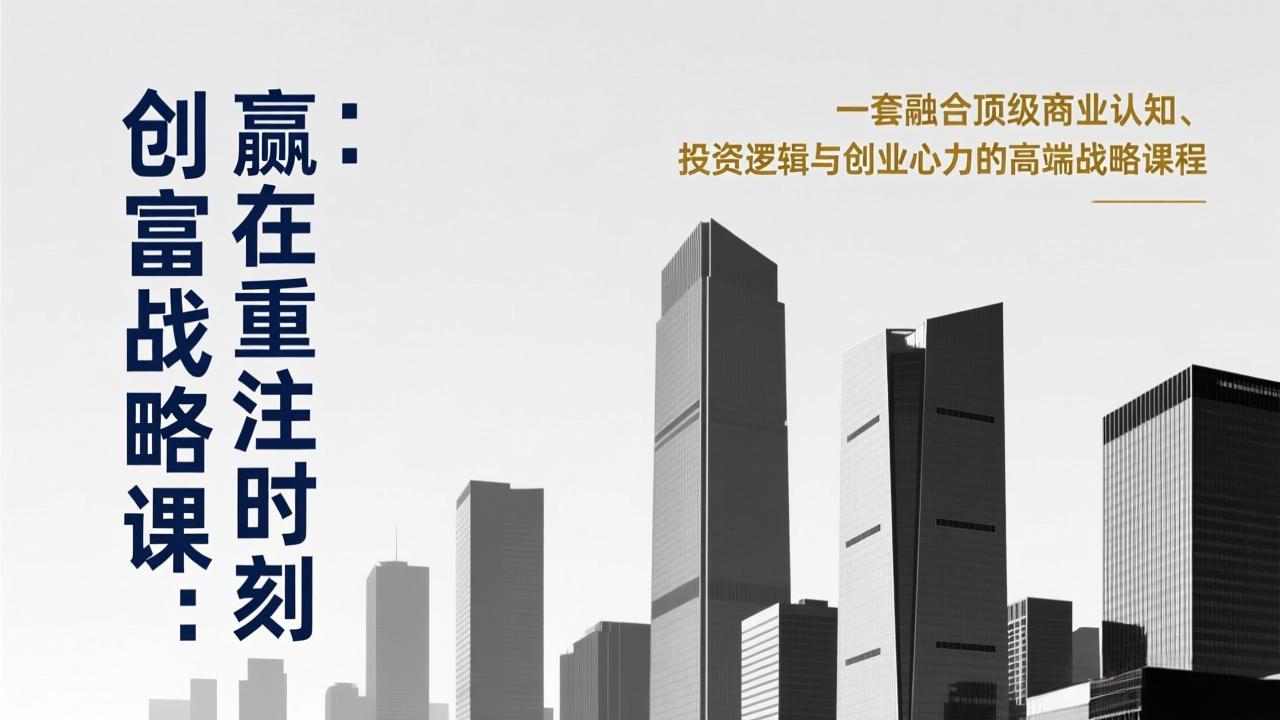 （17337期）《创富战略课：赢在重注时刻》一套融合顶级商业认知、投资逻辑与创业心力的高端战略课程-齐力副业