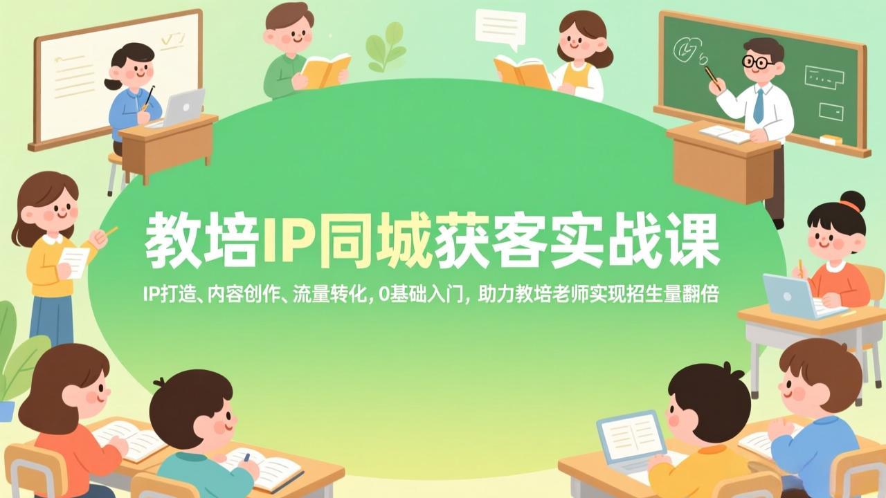 （17341期）教培IP同城获客实战课，IP打造、内容创作、流量转化，0基础入门，助力教培老师实现招生量翻倍-齐力副业