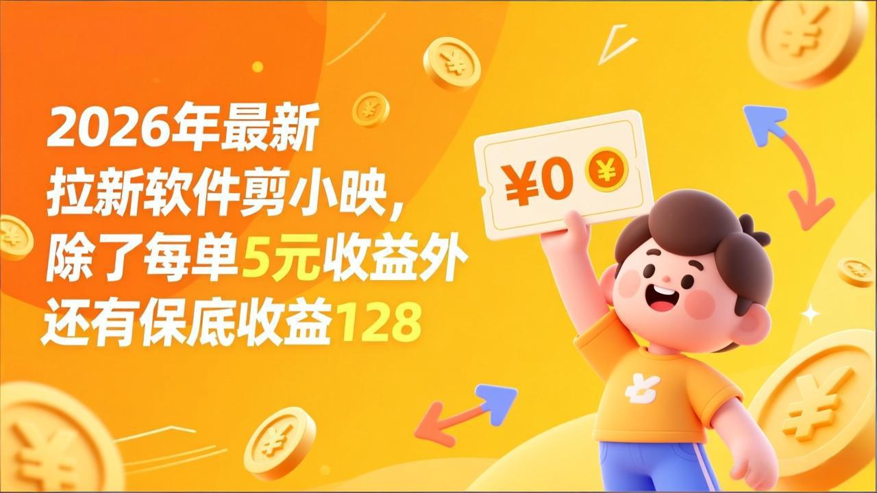 （17306期）最新拉新软件剪小映，除了每单5元收益外还有保底收益128-齐力副业