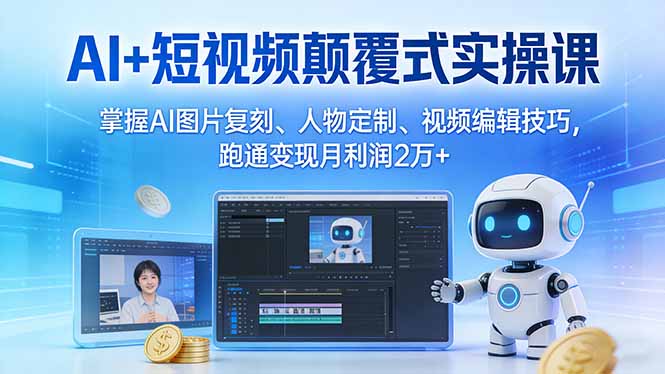 （17454期）AI+短视频颠覆式实操课：掌握AI图片复刻、人物定制、视频编辑技巧，跑通变现月利润2万+-齐力副业