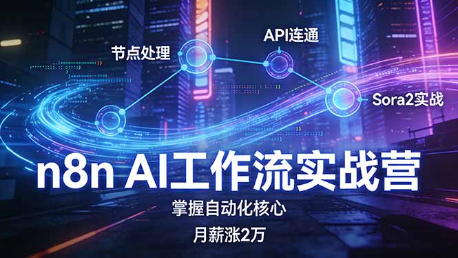 （17458期）n8n AI工作流实战营，节点处理+API连通+Sora2实战，掌握自动化核心月薪涨2万-齐力副业