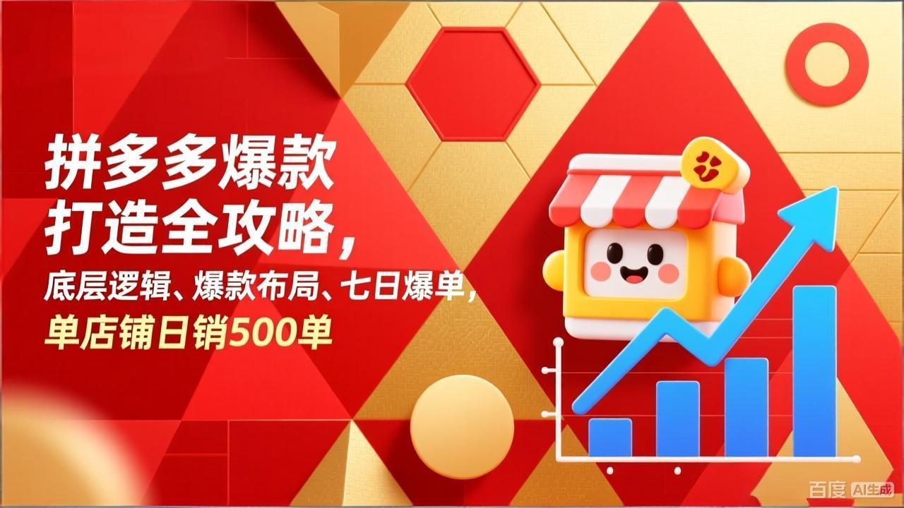 （17346期）拼多多爆款打造全攻略，底层逻辑、爆款布局、七日爆单，单店铺日销500单-齐力副业