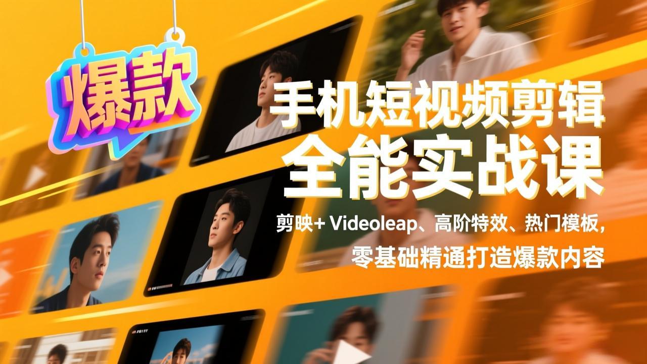 （17347期）手机短视频剪辑全能实战课，剪映+Videoleap、高阶特效、热门模板，零基础精通打造爆款内容-齐力副业