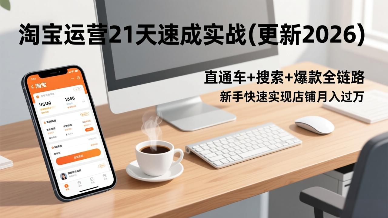 （17806期）淘宝运营21天速成实战(更新3月)，直通车+搜索+爆款全链路，新手快速实现店铺月入过万-齐力副业
