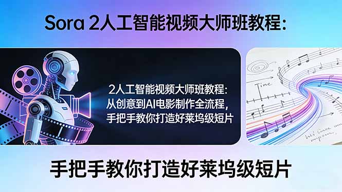 （17688期）Sora 2人工智能视频大师班教程：从创意到AI电影制作全流程，手把手教你打造好莱坞级短片-齐力副业