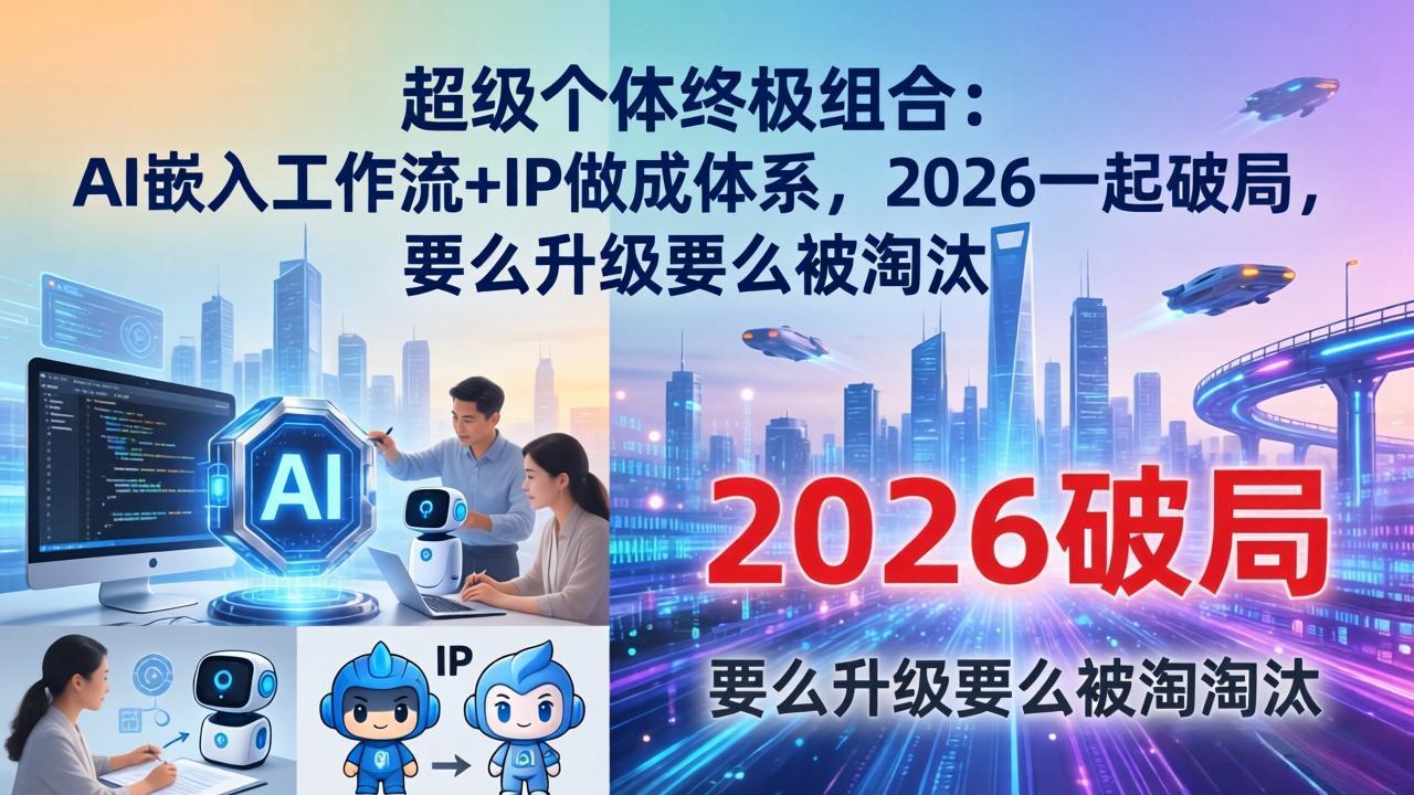 （17808期）超级个体终极组合-更新：AI嵌入工作流+IP做成体系，2026一起破局，要么升级要么被淘汰-齐力副业