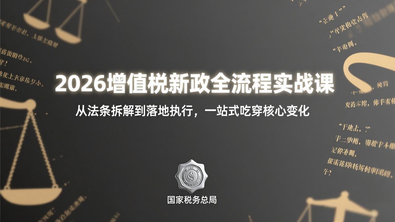 （17529期）2026增值税新政全流程实战课：从法条拆解到落地执行，一站式吃透核心变化-齐力副业