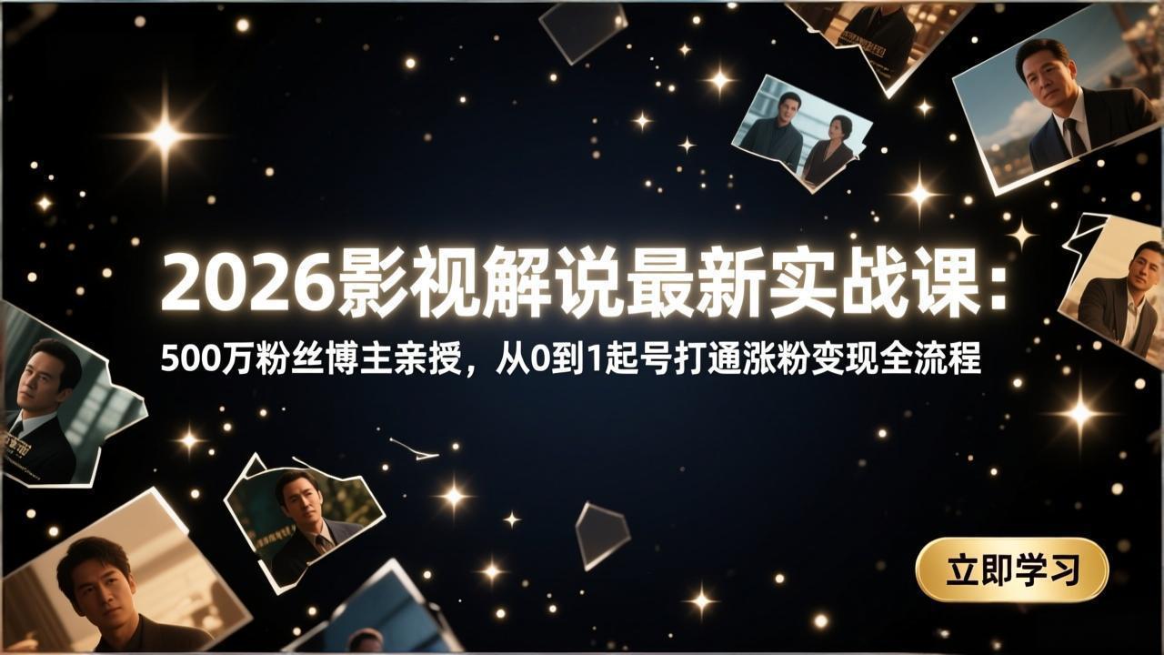 （17530期）2026影视解说最新实战课：500万粉丝博主亲授，从0到1起号打通涨粉变现全流程-齐力副业