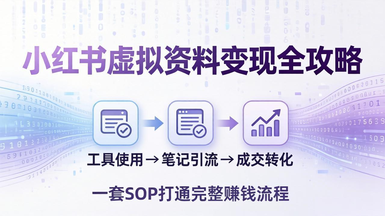 （17801期）小红书虚拟资料变现全攻略：从工具使用到笔记引流成交，一套 SOP 打通完整赚钱流程-齐力副业