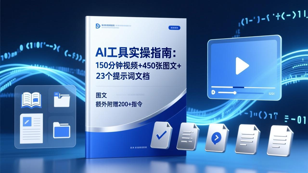 （17504期）AI工具实操指南：150分钟视频+450张图文+23个提示词文档，额外附赠200+指令-齐力副业