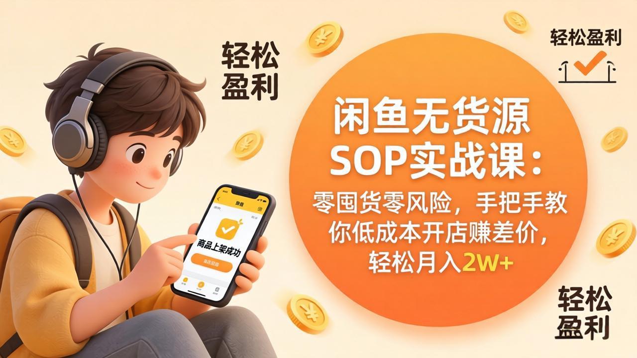（17838期）闲鱼无货源SOP实战课：零囤货零风险，手把手教你低成本开店赚差价，轻松月入2w+-齐力副业