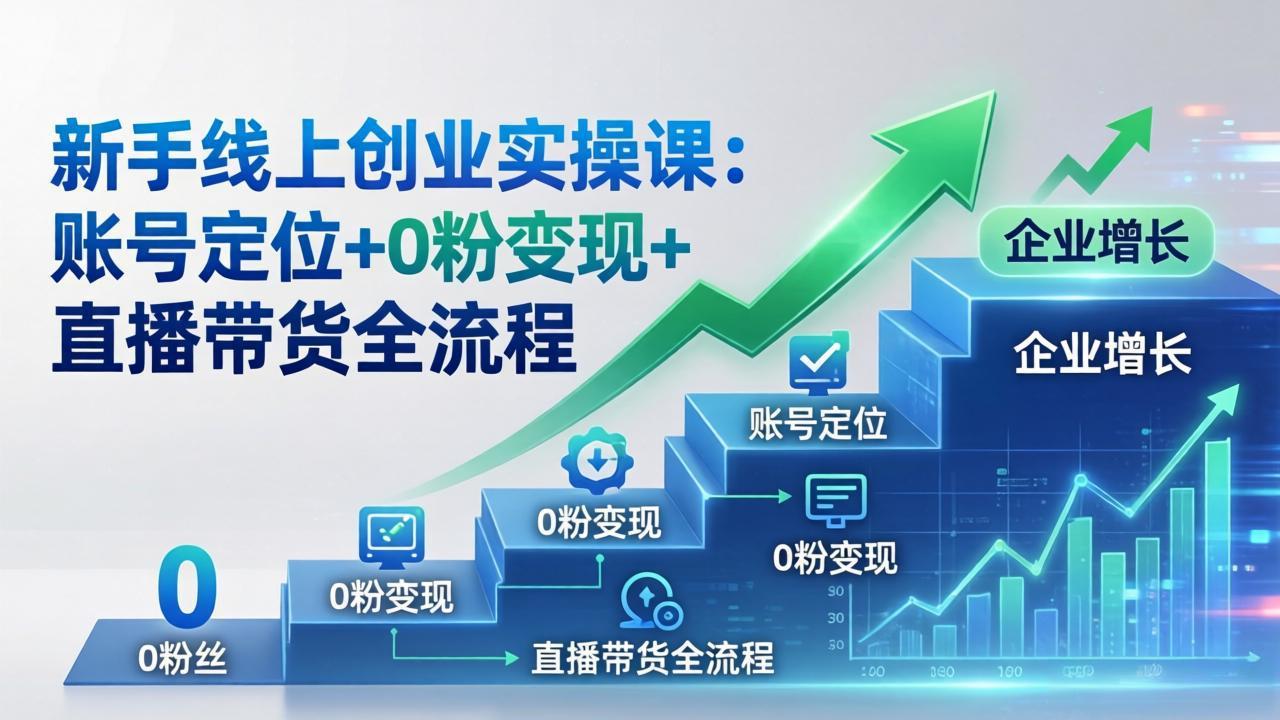 （17831期）新手线上创业实操课：账号定位+0粉变现+直播带货全流程，企业用户增长一步到位-齐力副业