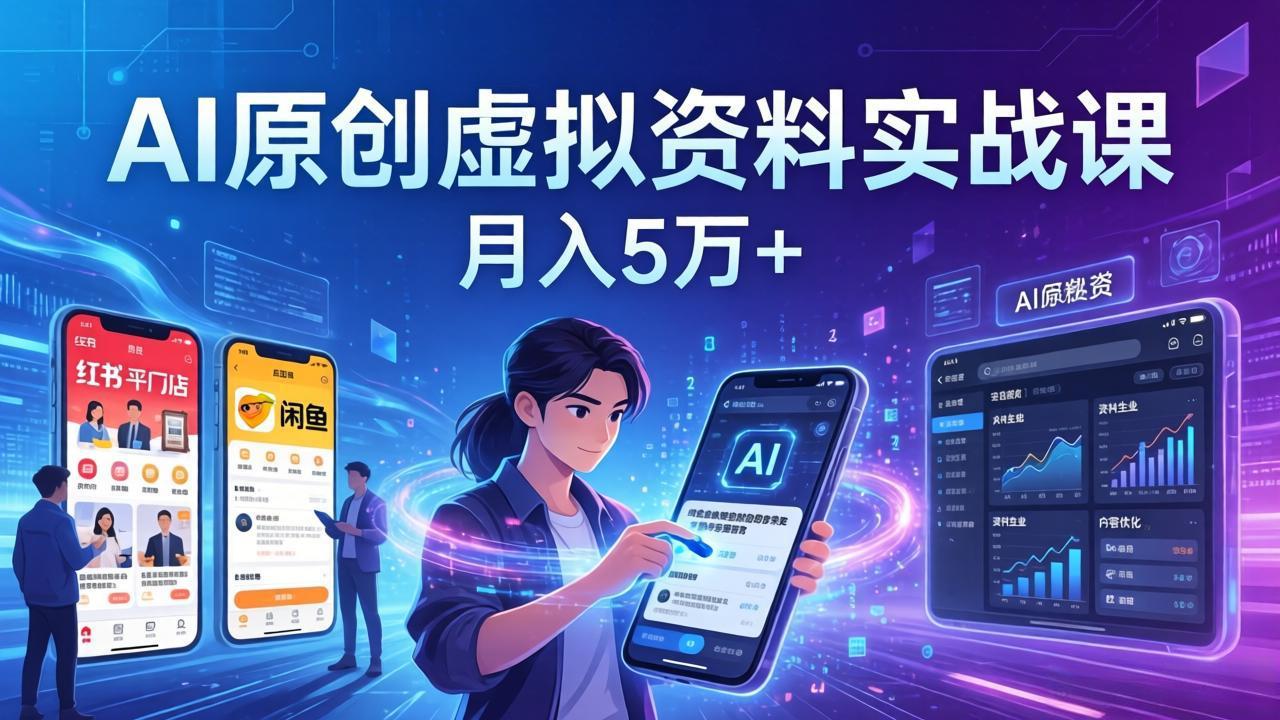 （17657期）AI原创虚拟资料实战课：2026新机会，小红书闲鱼开店，普通人用AI轻松变现，月入5万+-齐力副业