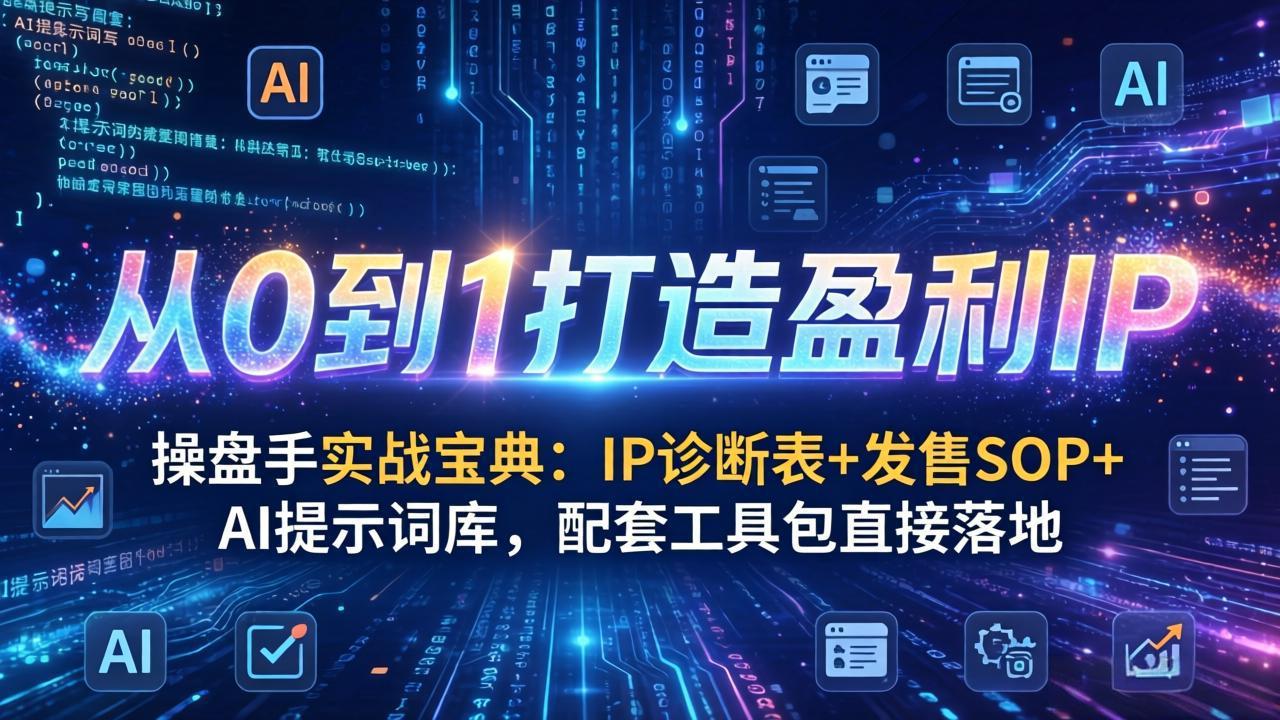 （17593期）操盘手实战宝典：IP诊断表+发售SOP+AI提示词库，配套工具包直接落地，从0到1打造盈利IP-齐力副业