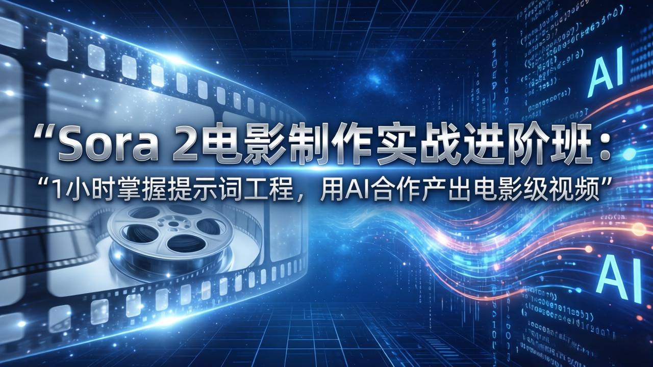 （17679期）Sora 2电影制作实战进阶班：1小时掌握提示词工程，用AI合作产出电影级视频-齐力副业