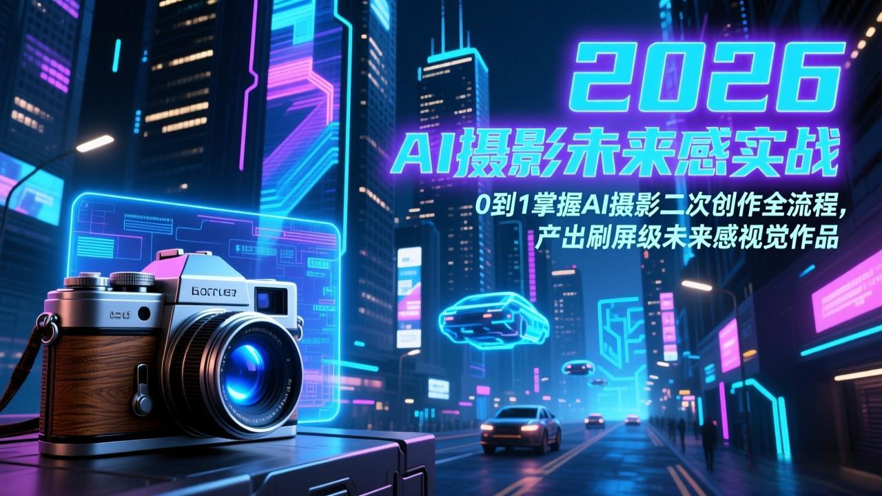 （17584期）2026 AI摄影未来感实战：0到1掌握AI摄影二次创作全流程，产出刷屏级未来感视觉作品-齐力副业