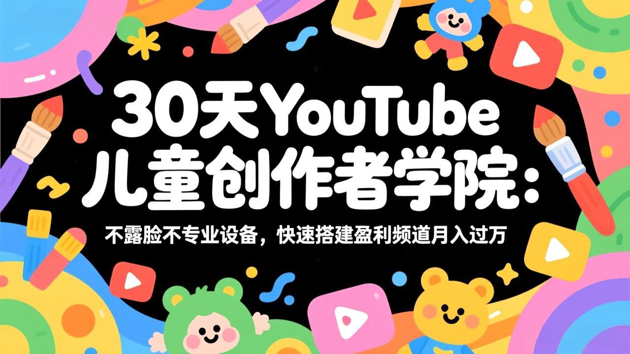 （17554期）30天YouTube儿童创作者学院：不露脸不专业设备，快速搭建盈利频道月入过万-齐力副业