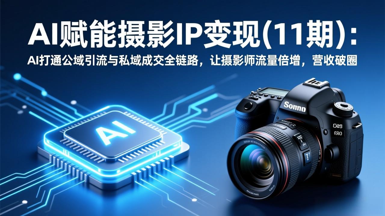 （17558期）AI赋能摄影IP变现(11期)：AI打通公域引流与私域成交全链路，让摄影师流量倍增，营收破圈-齐力副业
