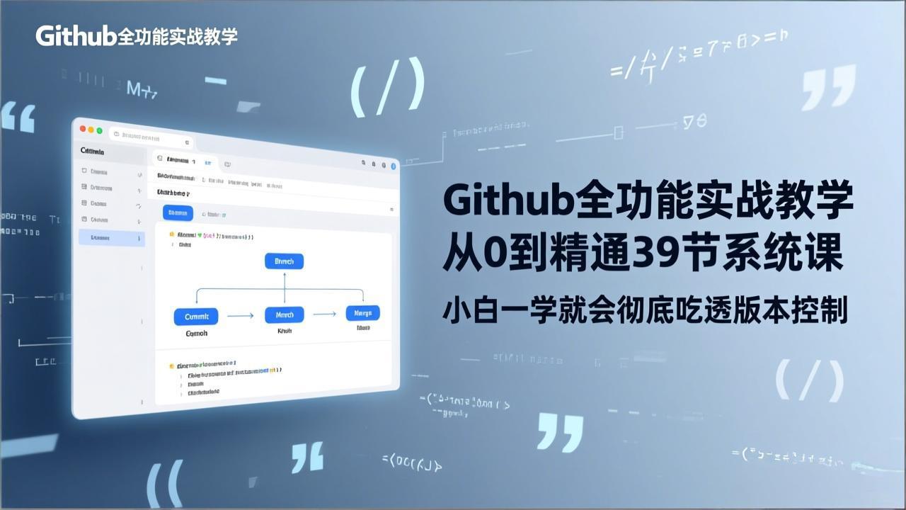（17501期）GitHub-全功能实战教学，从0到精通39节系统课，小白一学就会彻底吃透版本控制-齐力副业