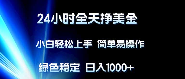 （17557期）24小时全天挣美金，小白轻松上手，简单易操作，绿色稳定，日入1000+-齐力副业