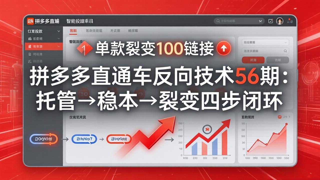 （17737期）拼多多直通车反向技术56期：托管→稳本→裂变四步闭环，单款裂变100链接抢占核心流量-齐力副业