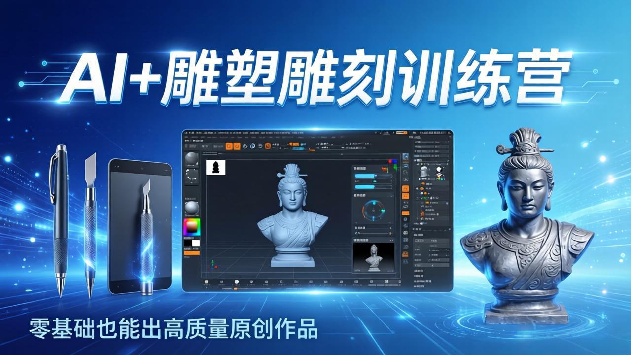(17651期)AI+雕塑雕刻训练营:从AI创作、大模型训练到3D雕刻 + 渲染,零基础也能出高质量原创作品插图 (17651期)AI+雕塑雕刻训练营:从AI创作、大模型训练到3D雕刻 + 渲染,零基础也能出高质量原创作品插图
