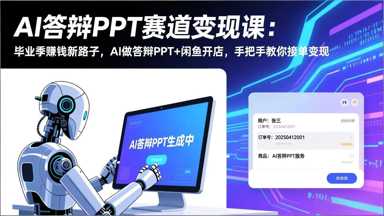 （17546期）AI答辩PPT赛道变现课：毕业季赚钱新路子，AI做答辩PPT+闲鱼开店，手把手教你接单变现-齐力副业