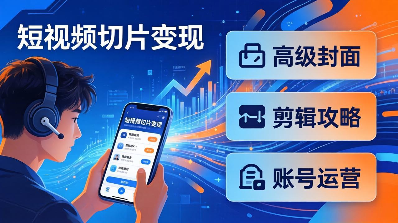（17758期）短视频切片变现速成班2.0：高级封面+剪辑攻略+账号运营，0基础小白快速入局副业-齐力副业