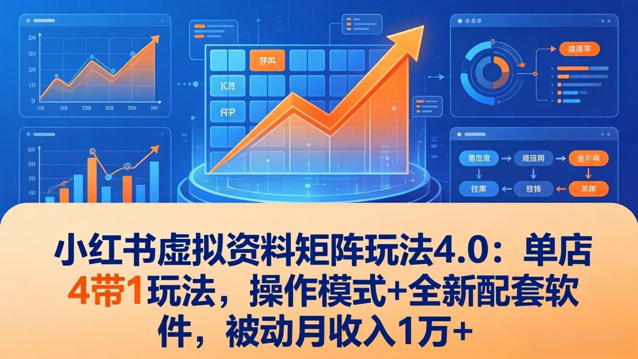 （17730期）小红书虚拟资料矩阵玩法4.0：单店4带1玩法，操作模式+全新配套软件，被动月收入1万+-齐力副业