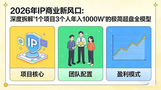 (17661期)2026年IP商业新风口:深度拆解“1个项目3个人年入1000W”的极简超盘全模型-齐力副业