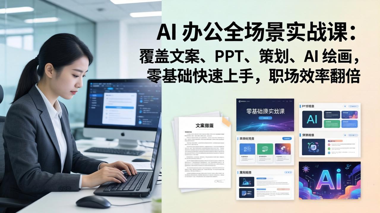 （17732期） AI 办公全场景实战课：覆盖文案、PPT、策划、AI 绘画，零基础快速上手，职场效率翻倍-齐力副业