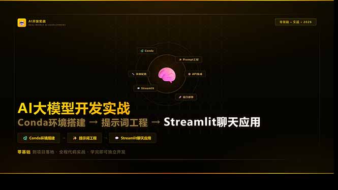 （17723期）AI大模型开发实战：Conda环境搭建→提示词工程→Streamlit聊天应用，零基础到项目落地-齐力副业