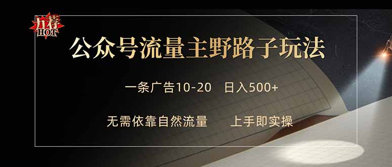 （18178期）公众号流量主野路子玩法 单条广告10-20元 日入500+-齐力副业