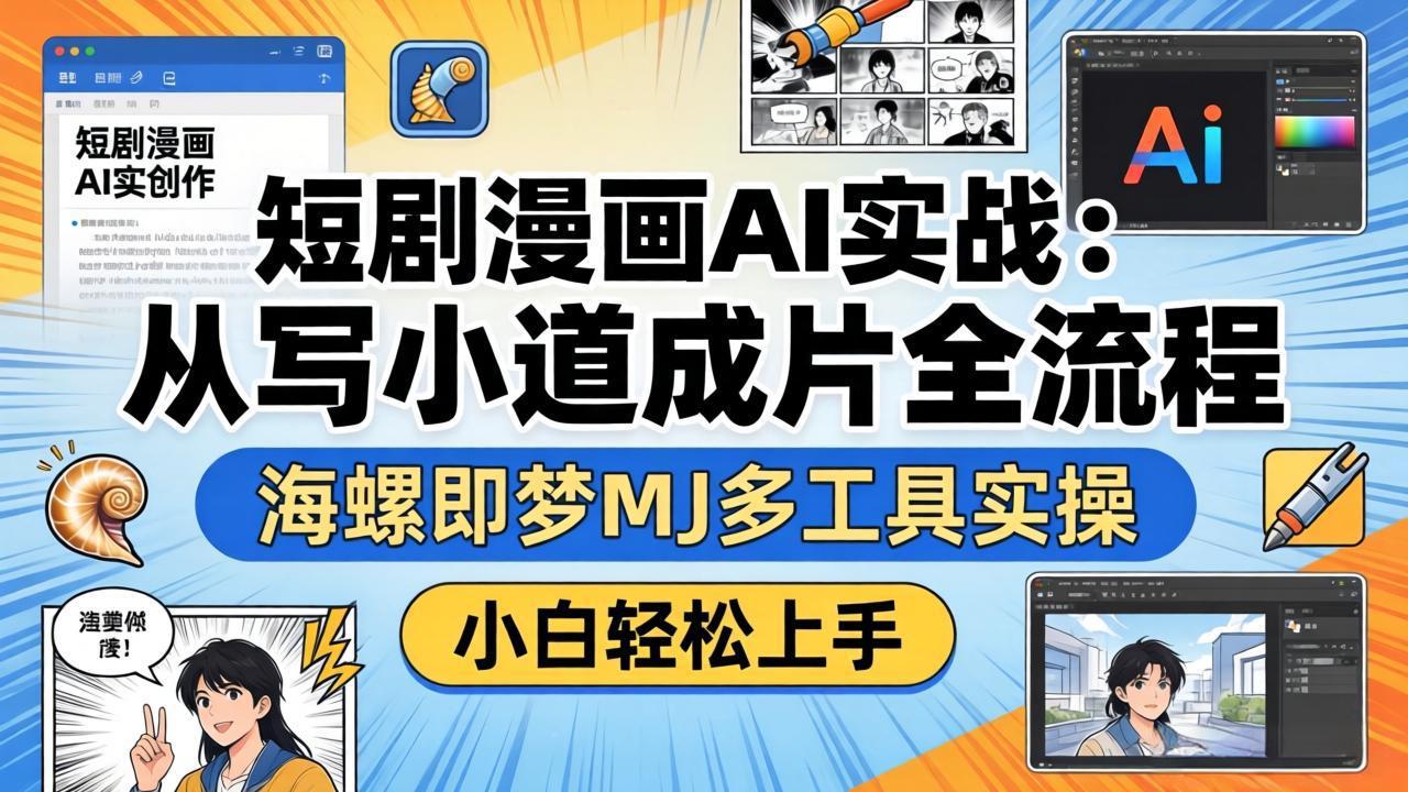 （17945期）短剧漫画AI实战：从写小说到成片全流程，海螺即梦MJ多工具实操，小白轻松上手-齐力副业