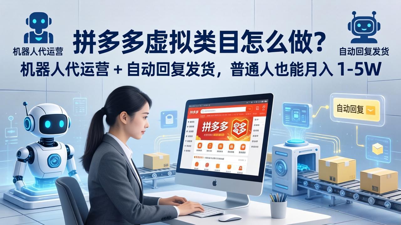 （18111期）拼多多虚拟类目怎么做？机器人代运营 + 自动回复发货，普通人也能月入 1-5W-齐力副业