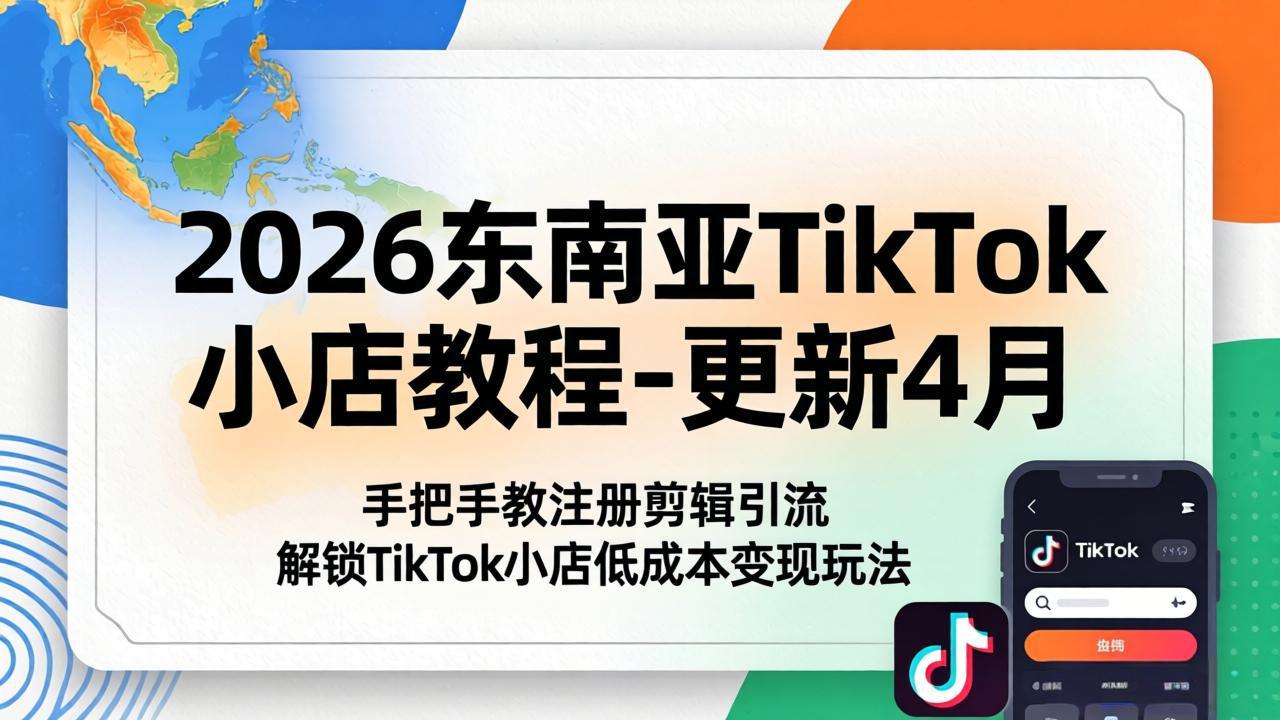 （18180期）2026东南亚TikTok小店教程-更新4月，手把手教注册剪辑引流，解锁TikTok小店低成本变现玩法-齐力副业