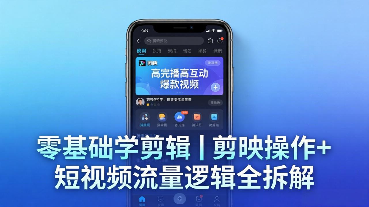 （18117期） 【零基础学剪辑】剪映操作+短视频流量逻辑全拆解｜手把手教你剪出高完播高互动爆款视频-齐力副业