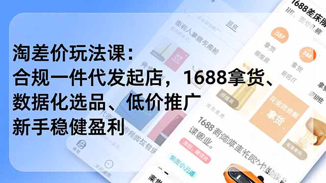 （17974期）淘差价玩法课：合规一件代发起店，1688拿货、数据化选品、低价推广，新手稳健盈利(更新4月)-齐力副业