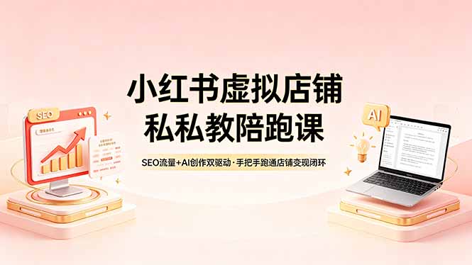 （18248期）小红书虚拟店铺私教陪跑课，SEO流量+AI创作双驱动，手把手跑通店铺变现闭环-齐力副业
