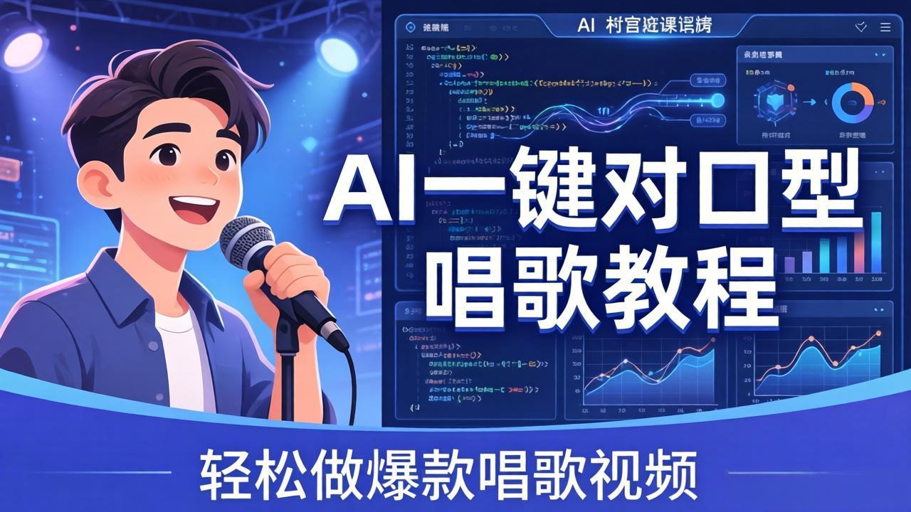 （18118期） AI一键对口型唱歌教程：零基础也能学，素材准备+模型训练+音色转换，轻松做爆款唱歌视频-齐力副业