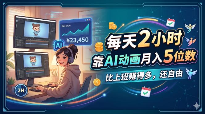 （18051期）每天 2 小时，靠 AI 动画月入 5 位数，比上班赚得多，还自由-齐力副业