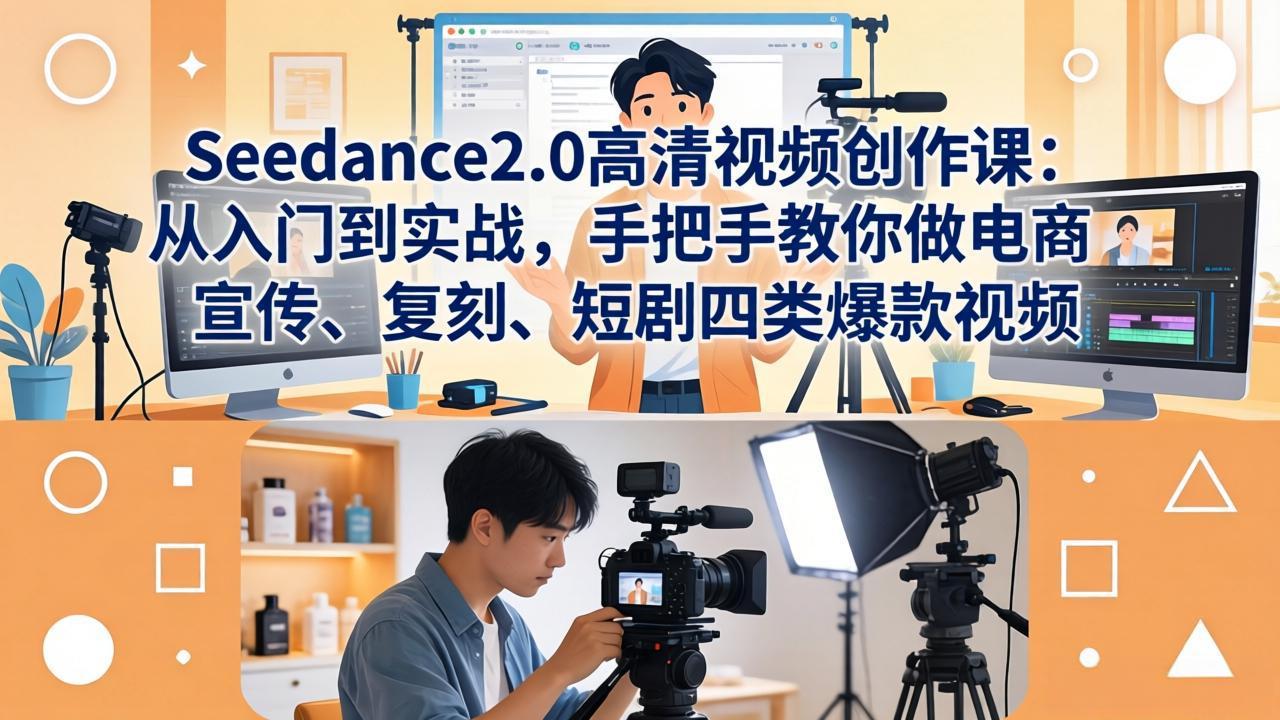 （18019期）Seedance2.0高清视频创作课：从入门到实战，手把手教你做电商、宣传、复刻、短剧四类爆款视频-齐力副业