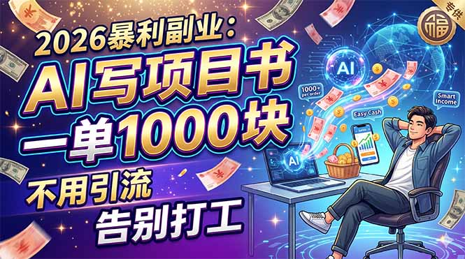 （18087期）2026暴利副业：AI 写项目书，一单 1000 块，不用引流，告别打工-齐力副业
