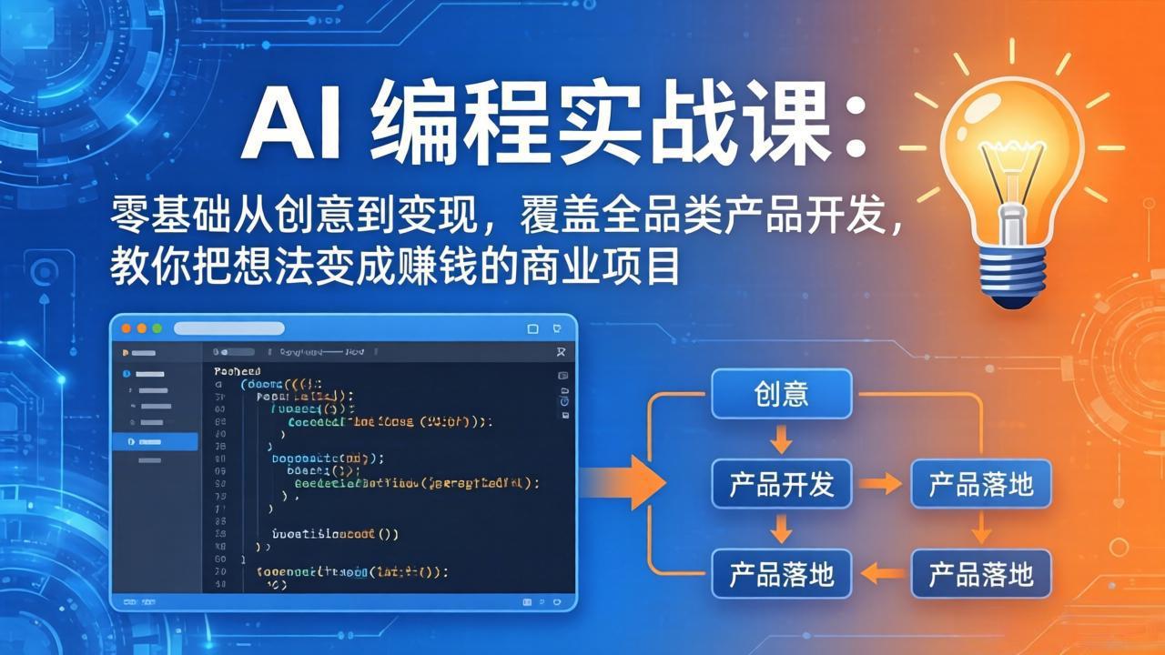 （17895期）AI编程实战课-第三期-更新：零基础从创意到变现，覆盖全品类产品开发，把想法变成赚钱的项目-齐力副业