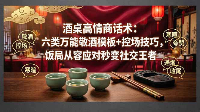 （18020期）付费文章：酒桌高情商话术：六类万能敬酒模板+控场技巧，饭局从容应对秒变社交王者-齐力副业