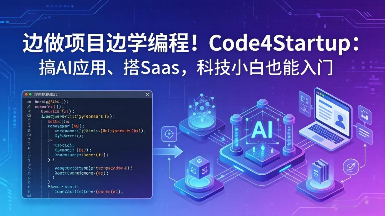 （18106期）边做项目边学编程！Code4Startup：搞 AI 应用、搭 SaaS，科技小白也能入门-齐力副业