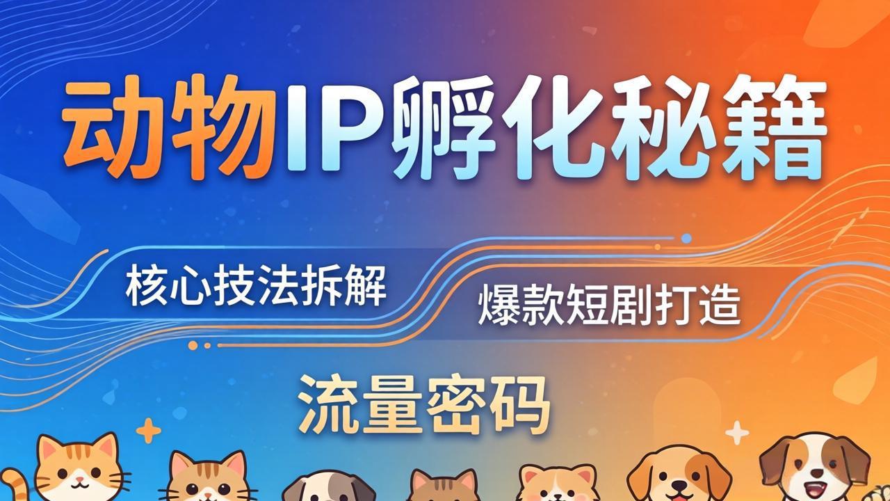 （18207期）动物IP孵化全套秘籍，三大核心技法拆解，打造爆款萌宠短剧，轻松拿捏赛道流量密码-齐力副业